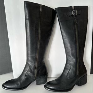 Born Uchee Black Leather knee-high boots sz 7.5 M Euro size 38.5